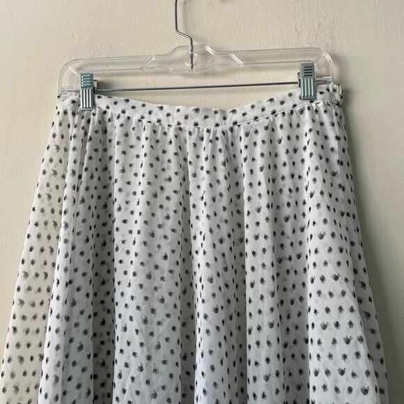 Express Black & White Abstract Print High & Low Midi Skirt w Elastic Waist - SP - Picture 6 of 10